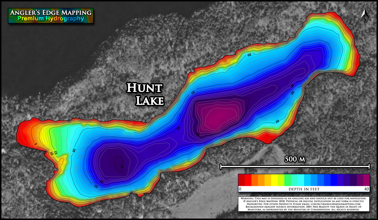 Hunt Lake Print Map Angler's Edge Mapping