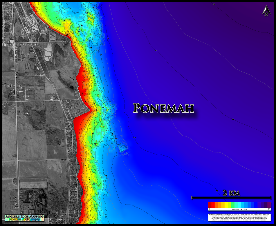 Lake Winnipeg Ponemah print map Angler's Edge Mapping