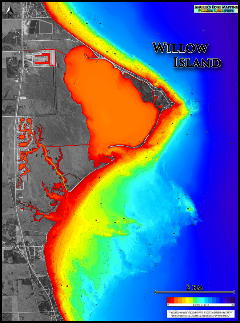 Lake Winnipeg Willow Island print map Angler's Edge Mapping