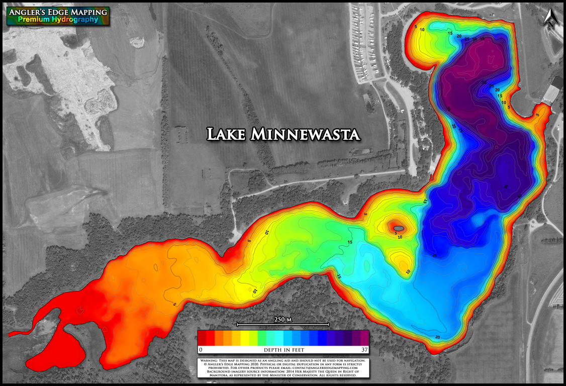Lake Minnewasta print map Angler's Edge Mapping