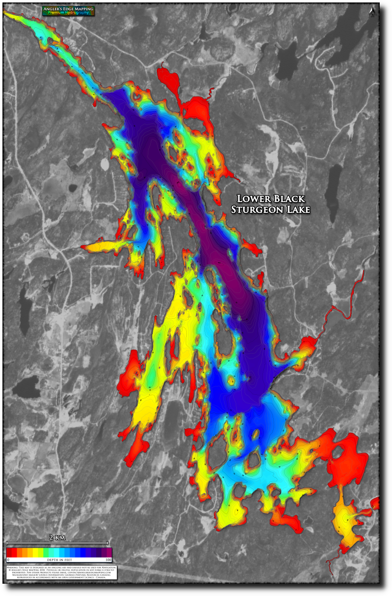 Black Sturgeon Lake Map Lower Black Sturgeon Lake Print Map | Angler's Edge Mapping
