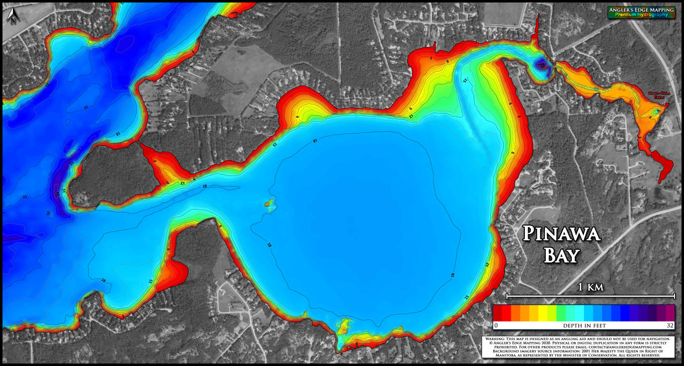 Pinawa Bay (Lee River) print map Angler's Edge Mapping