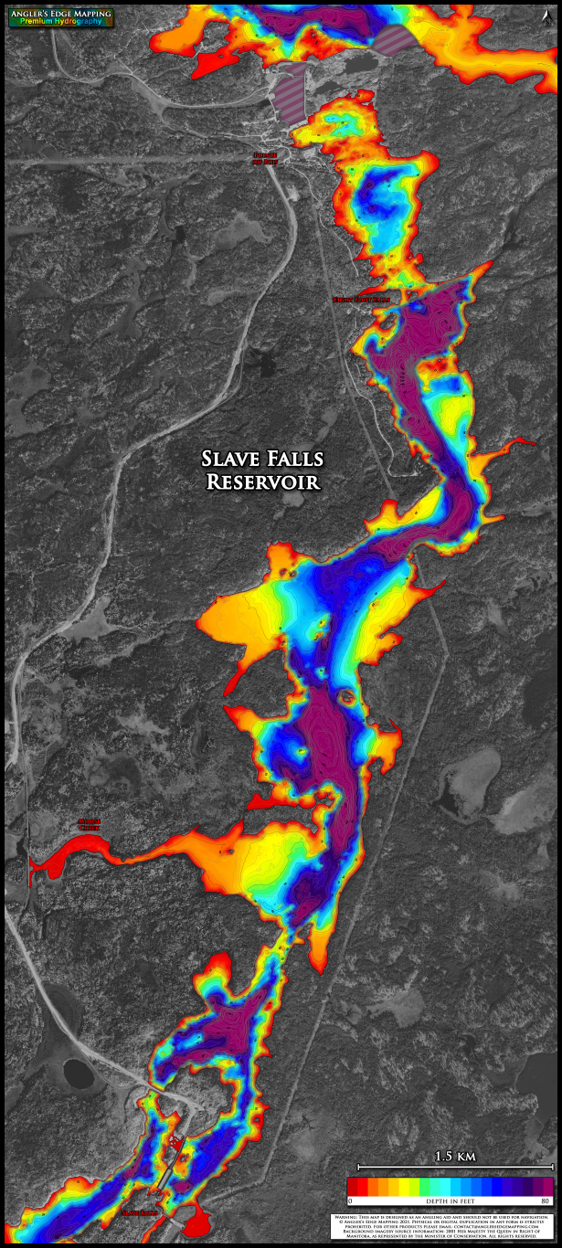 Slave Falls Reservoir print map Angler's Edge Mapping