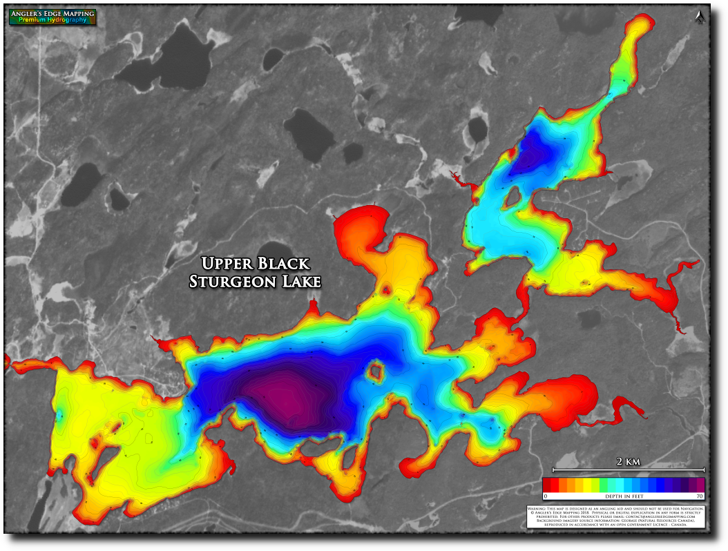 Black Sturgeon Lake Map Upper Black Sturgeon Lake Print Map | Angler's Edge Mapping