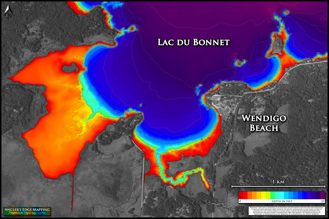 Lac du Wendigo Beach print map Angler's Edge Mapping